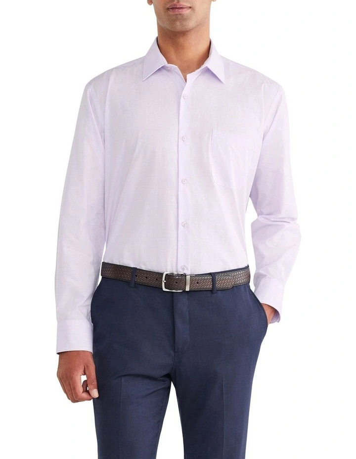 Classic Long Sleeve Micro Check Shirt in Lilac