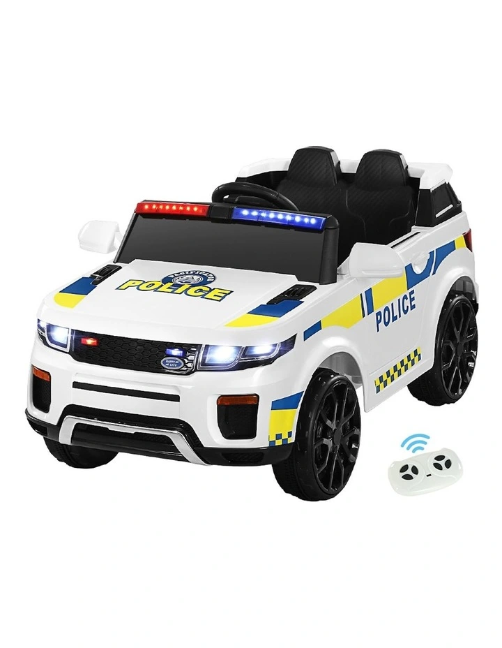 Kids Electric Ride On Patrol Police Car White