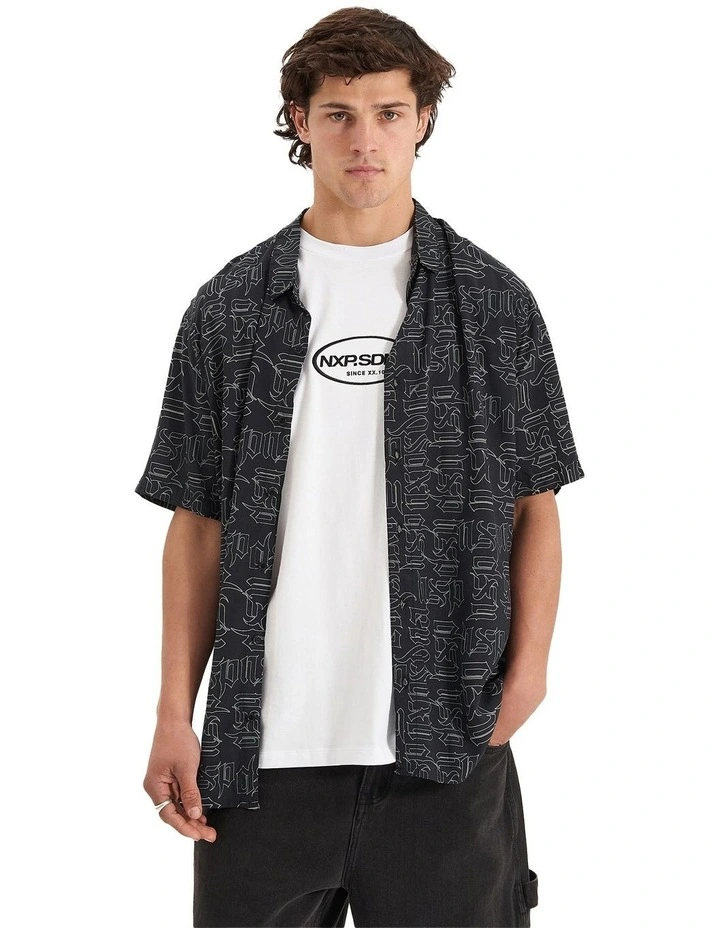 Criminalisation Relaxed Short Sleeve Shirt in Black Print