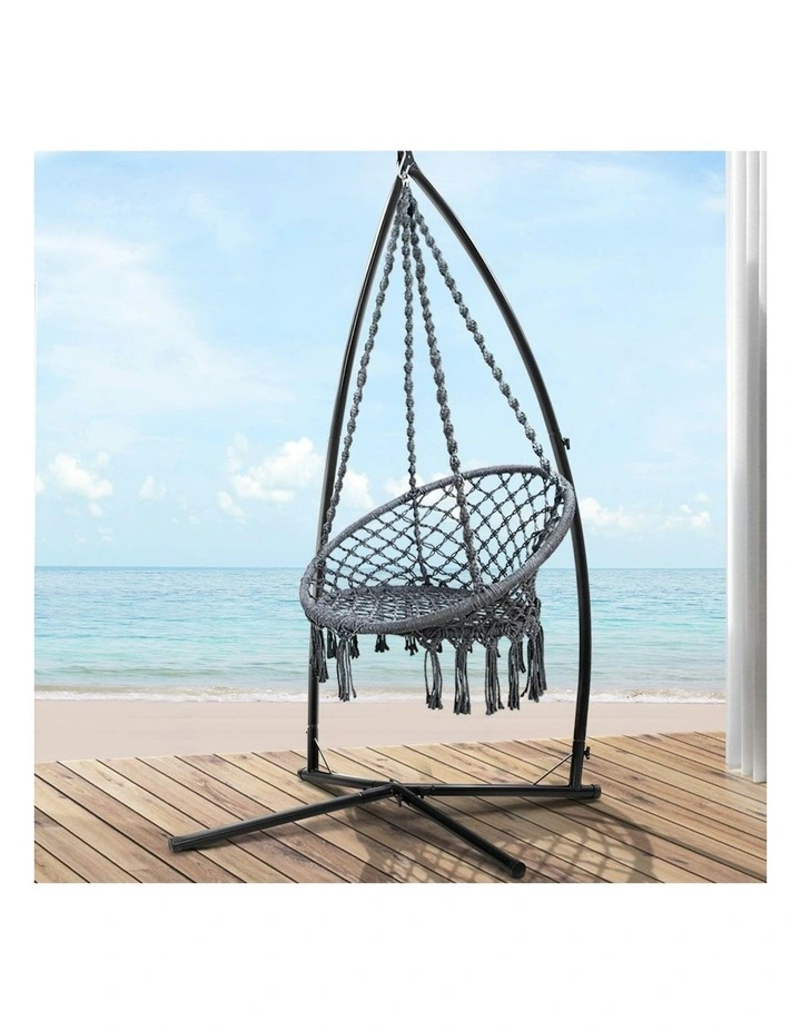 Hammock Swinging Chair with Steel Stand in Grey