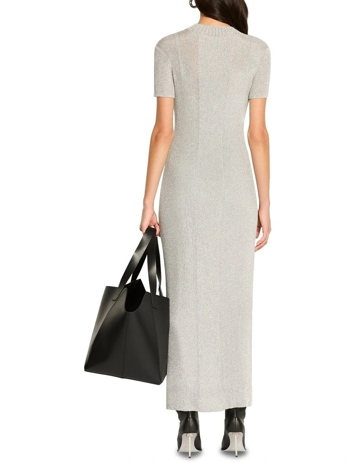 Rib Knit Dress in Silver