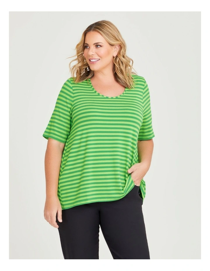 Natural Essential Top in Lime/Green Stripe