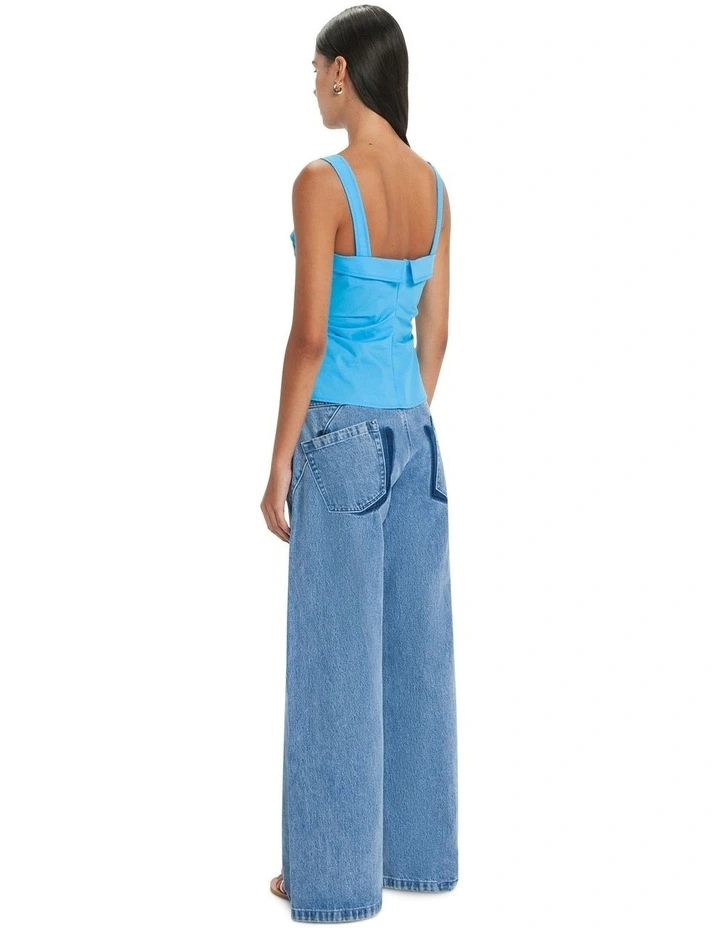 Strappy Wrap Detail Bodice in Deep Sky Blue