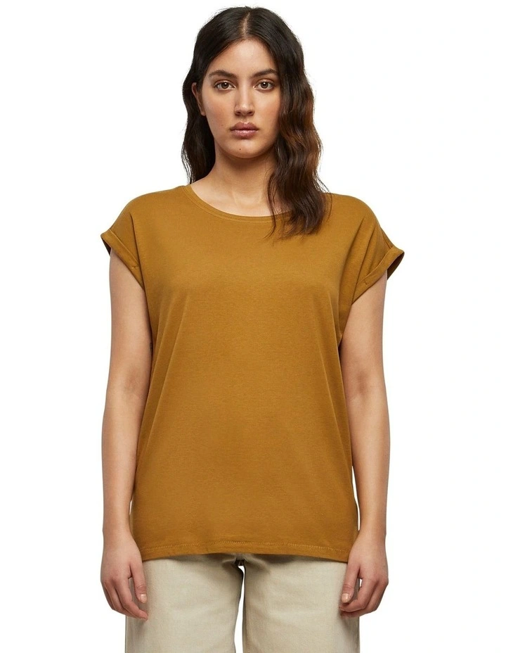 Extended Shoulder Tee in Nut