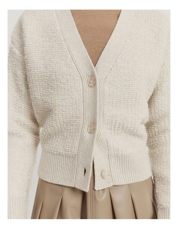 Boucle Crop Cardigan in Oatmeal Marle