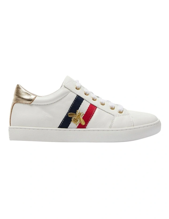 Leather Belem Sneakers in White/Gold