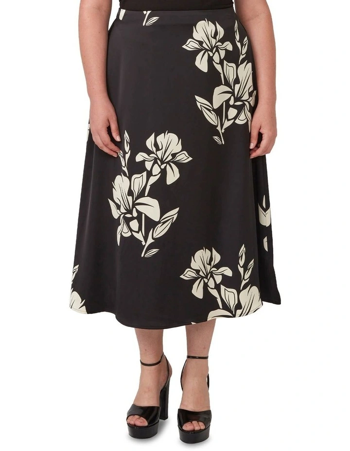 Morocco Blooms Skirt in Black/White