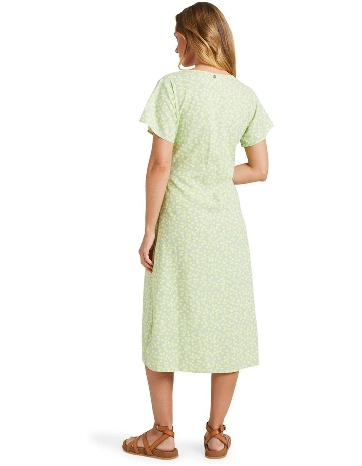 Indigo Sand Wrap Ii Dress in Quiet Green Floral Delight