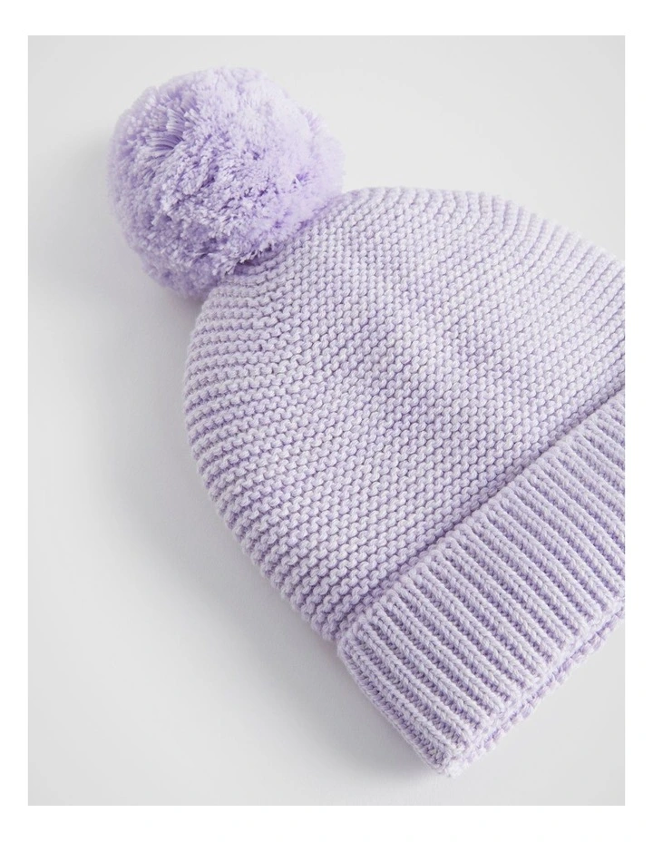 Pom Pom Beanie in Lavender