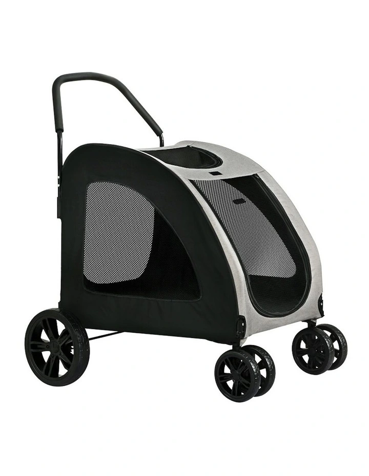 Large Foldable Pet Stroller in Black/White
