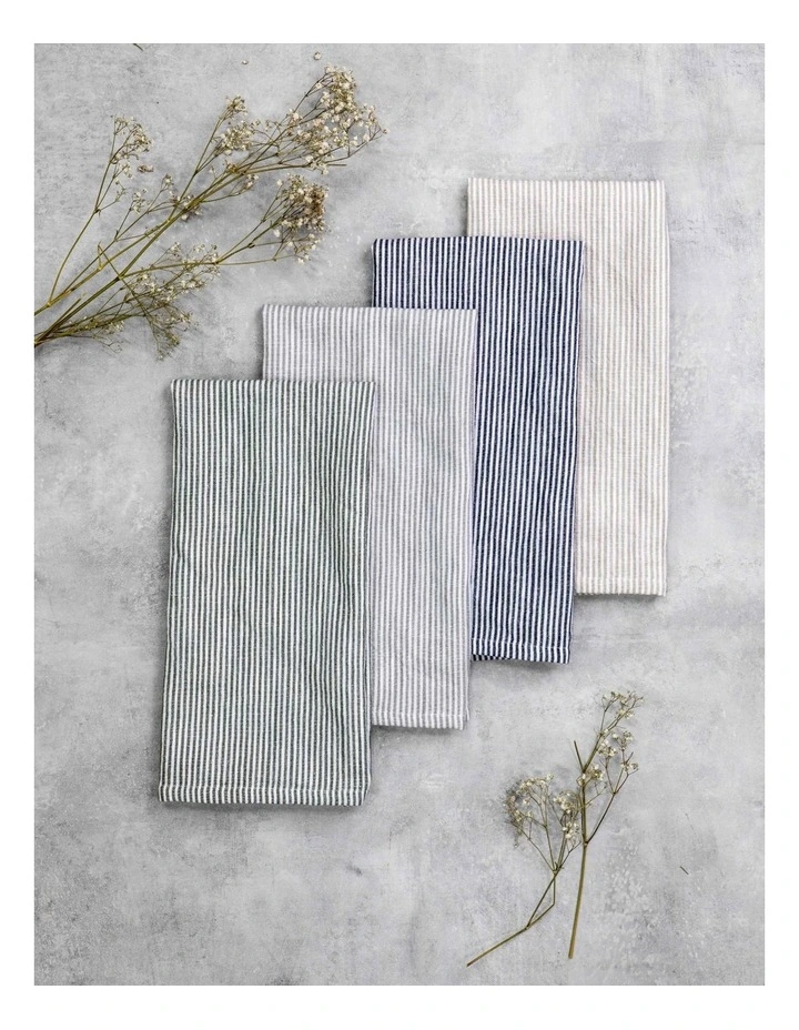 Lina Stripe Kitchen Towel 2 Pack in Taupe