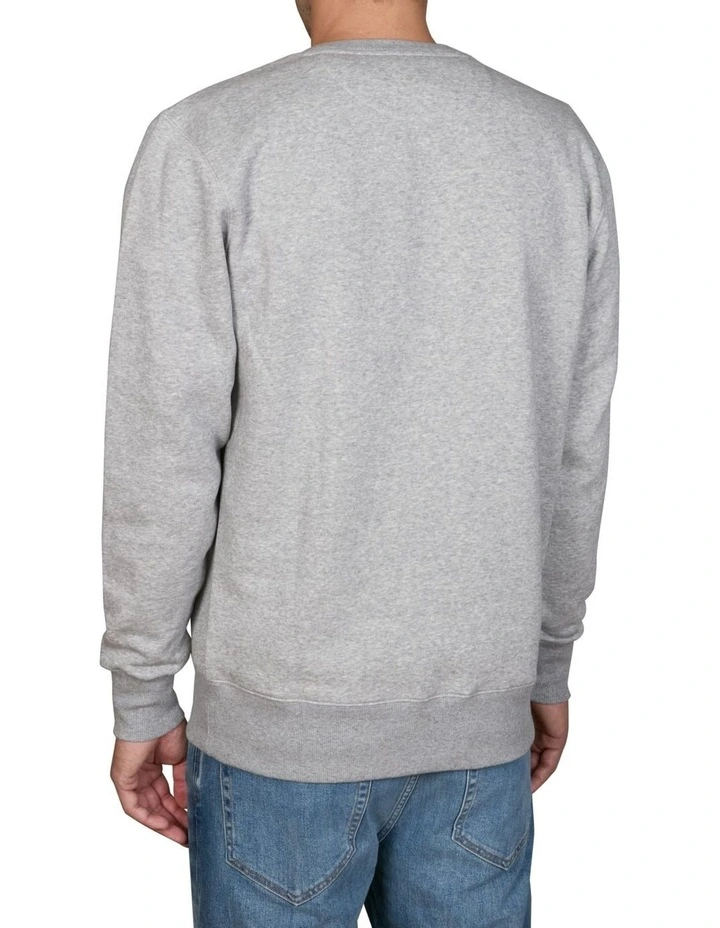 Embossed Crew Neck Sweat Top in Grey Melange