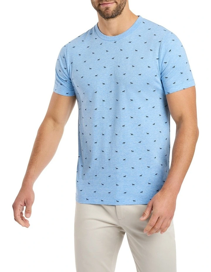Round Of A-Paws Tee in Sky Marle