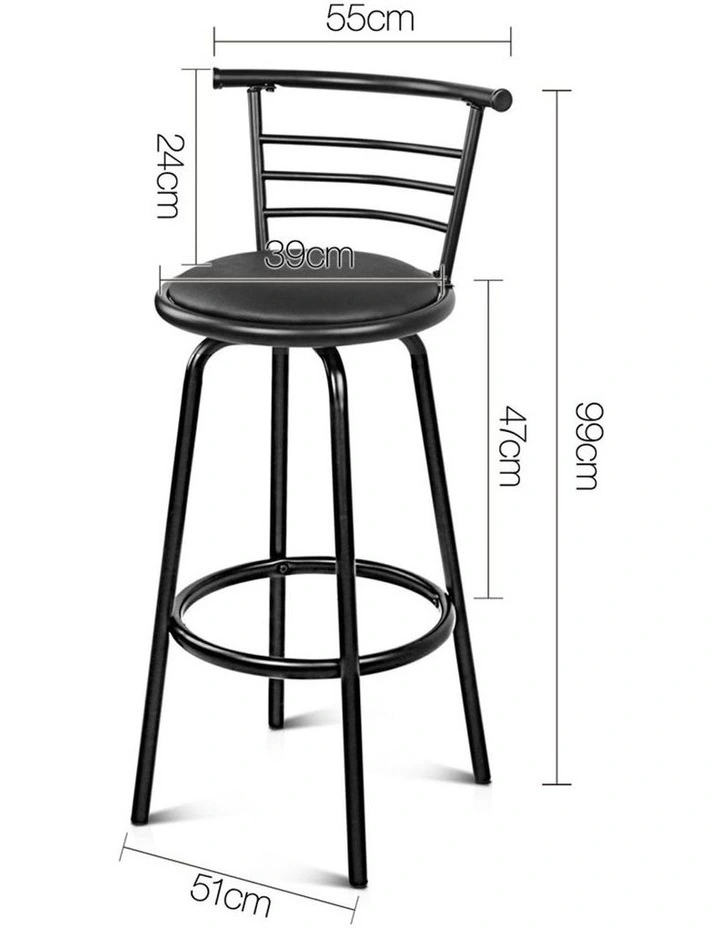 Set Of 2 Pu Leather Bar Stools