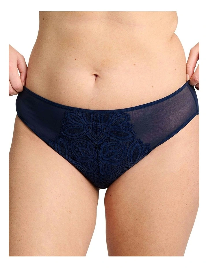 Attirance Low Rise Mesh & Lace Bikini Brief in Marine Blue