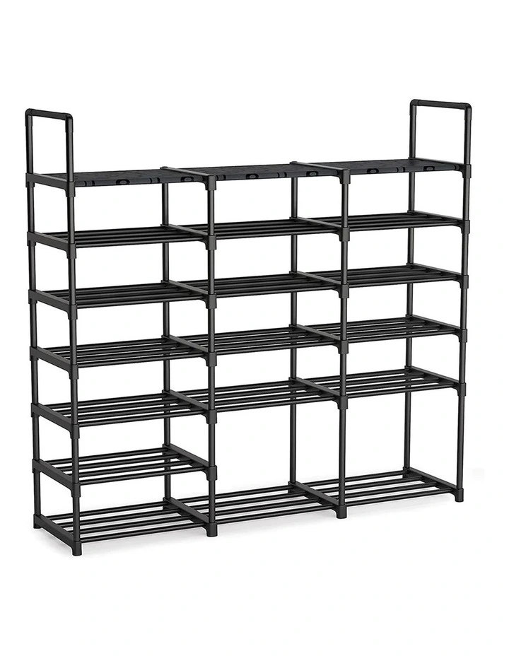 19-Shelf Shoe Storage Rack Organizer with Handle in Black