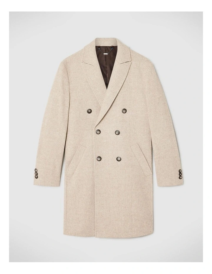 Double-breasted Wool-cashmere Coat in Natural