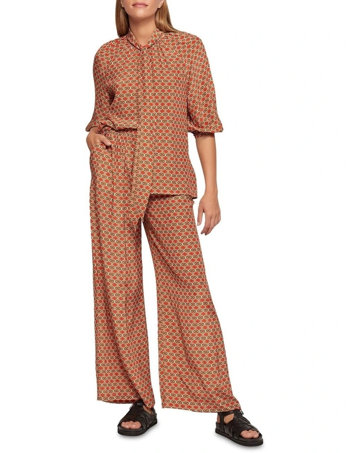 Chantel Geo Print Wide Leg Pants in Orange