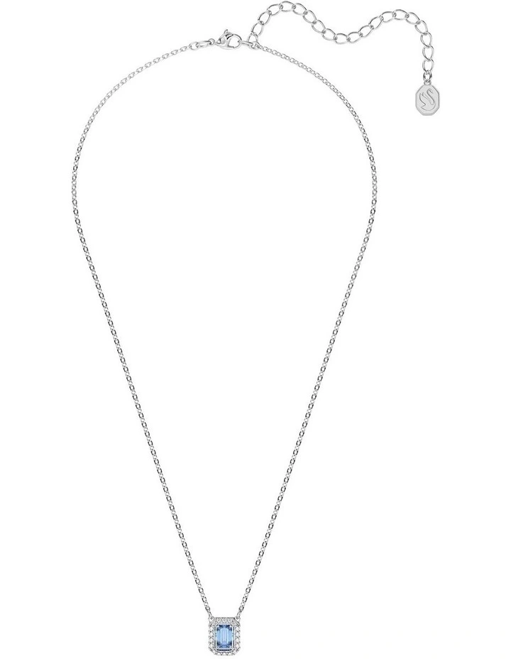 Millenia Necklace Octagon Cut Rhodium Plated in Blue