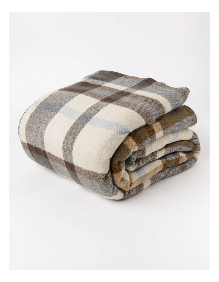 Winter Check Sherpa Blanket in Charcoal
