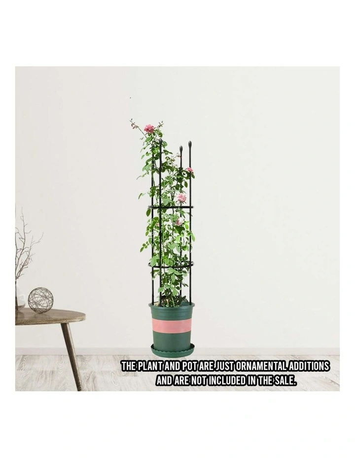 4-Bar Plant Frame Stand Vine With Rings 103cm in Black