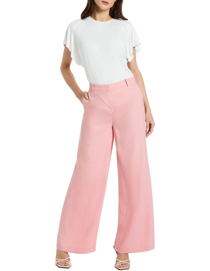Chaya Wide Leg Linen Pant in Blush