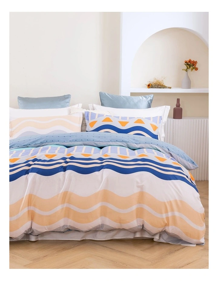 Cotton Reversible Quilt Cover Set in Capri