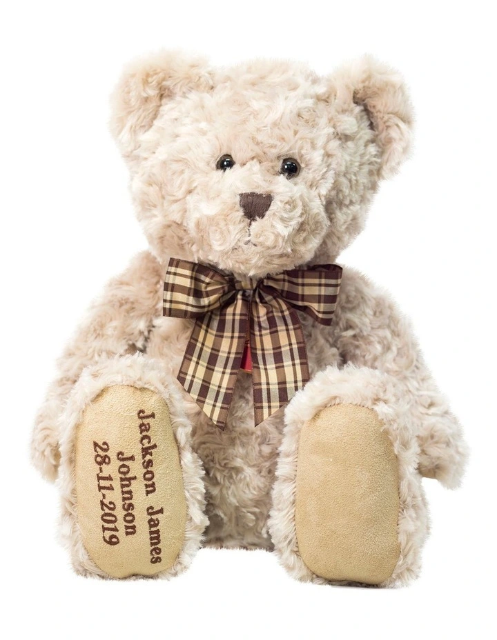 Personalised My Birthday Teddy With Checked Ribbon