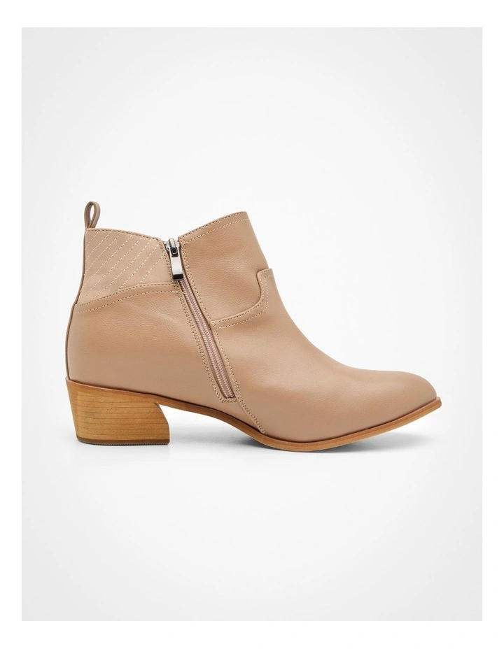 Floral Side Zip Boot in Taupe
