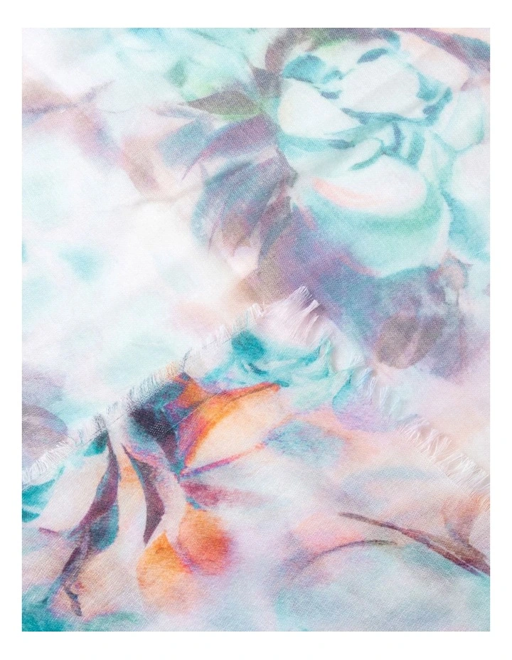 Water colour Roses Scarf in Green