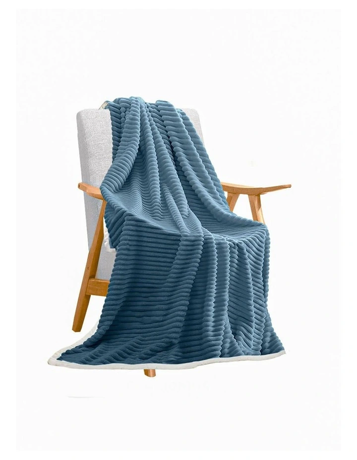 Double Sided Thick Flannel Throw Blanket in Blue