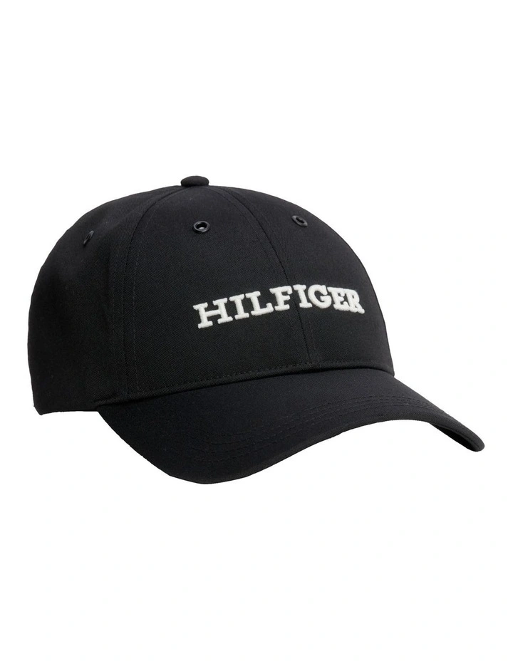 Logo Applique Baseball Cap in Black