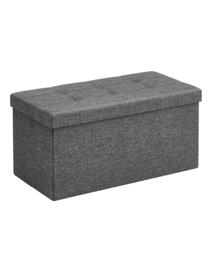 Folding Storage Ottoman Bench Foot Rest Stool 76cm in Dark Gray