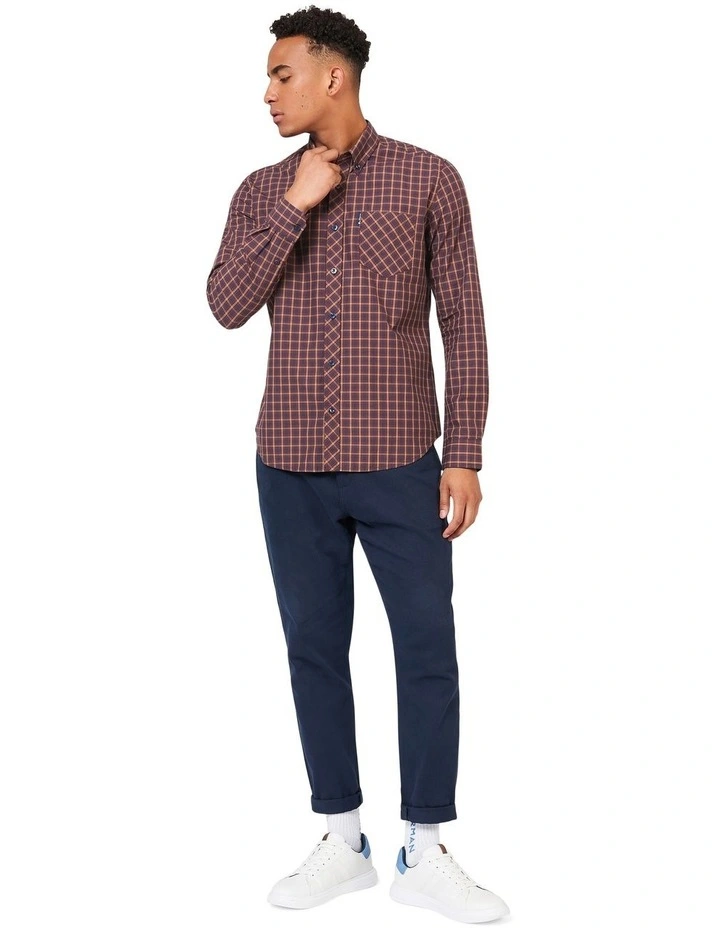Signature House Check Long Sleeve Shirt in Purple