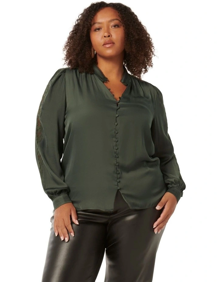 Jenna Trim Blouse in Green