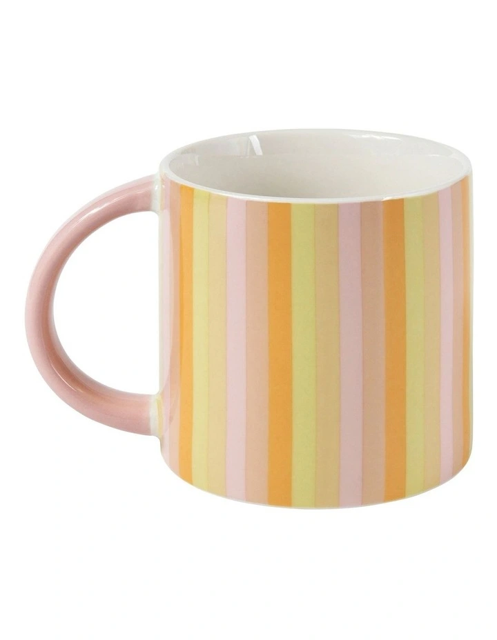 Power Pop Stripes Mug 400ml in Pink/Orange