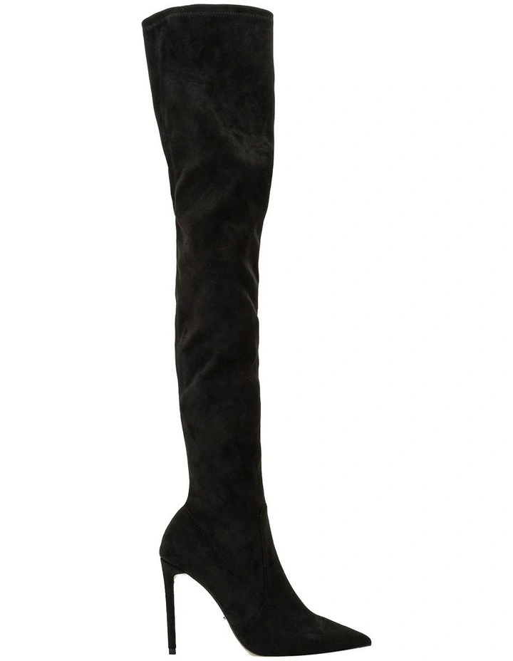 Avah Black Stretch Suede Boots