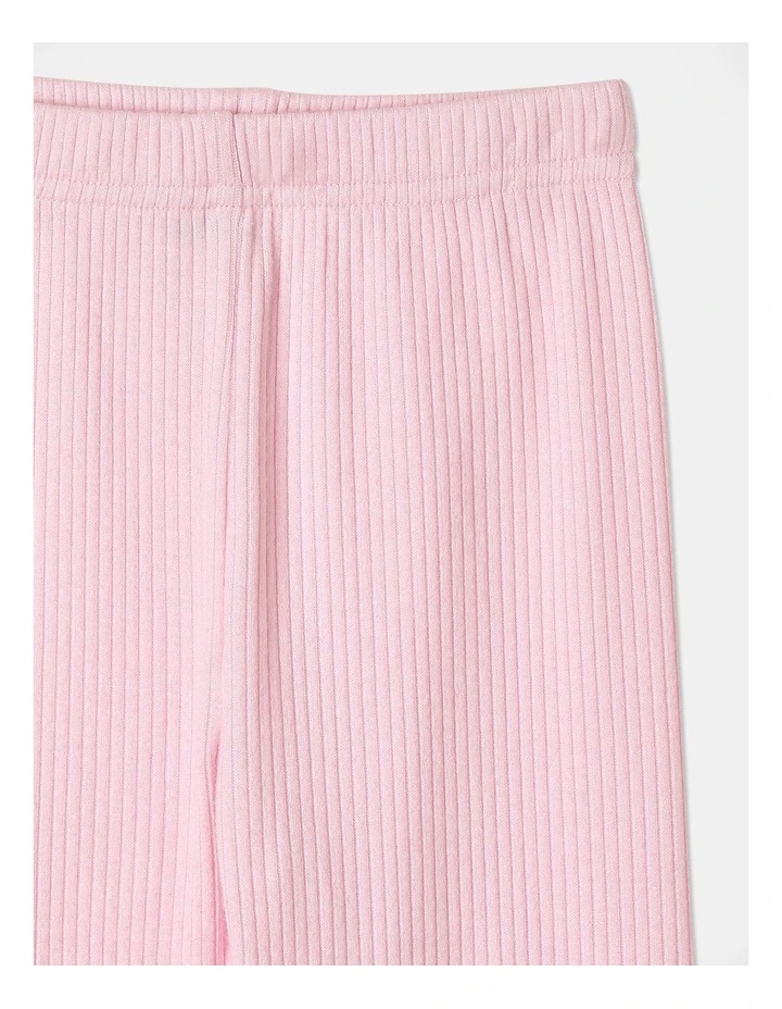 Essential Ribbed Lettuce Edge Legging in Pink