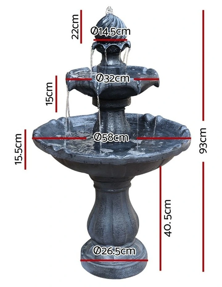 Gardeon Solar Water Fountain Pump Garden Bird Bath Outdoor Feature Panel in Black