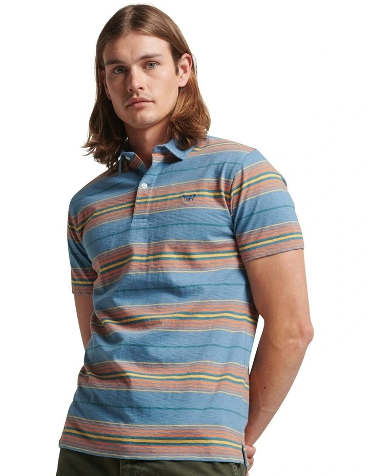 Jersey Polo Shirt in Pottery Blue Stripe