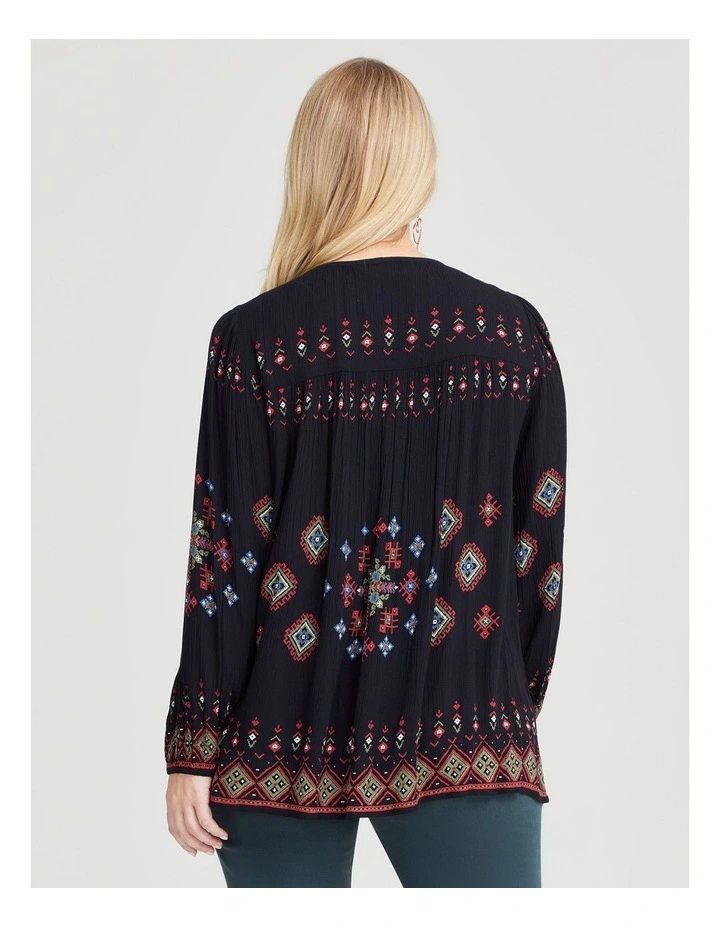 Natural Boho Print Top in Print