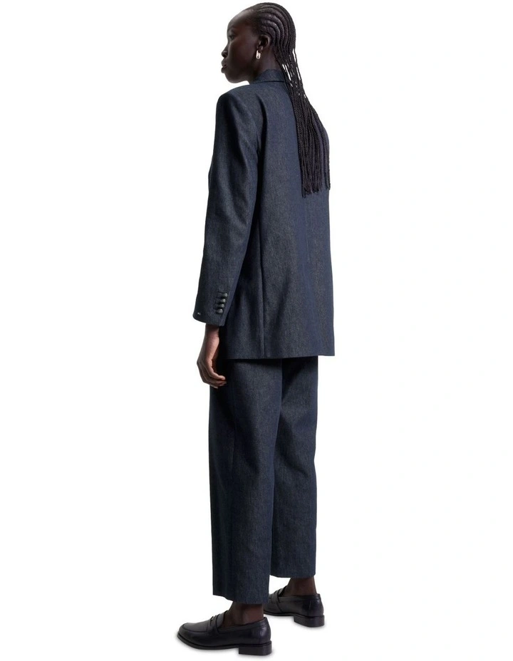 Co Blend Tailored Double-Breasted Blazer in Indigo Blue