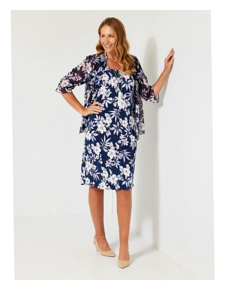 L'opera Sleeveless Print Dress in Navy