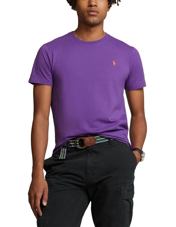 Custom Slim Fit Jersey Crewneck T-shirt in Purple