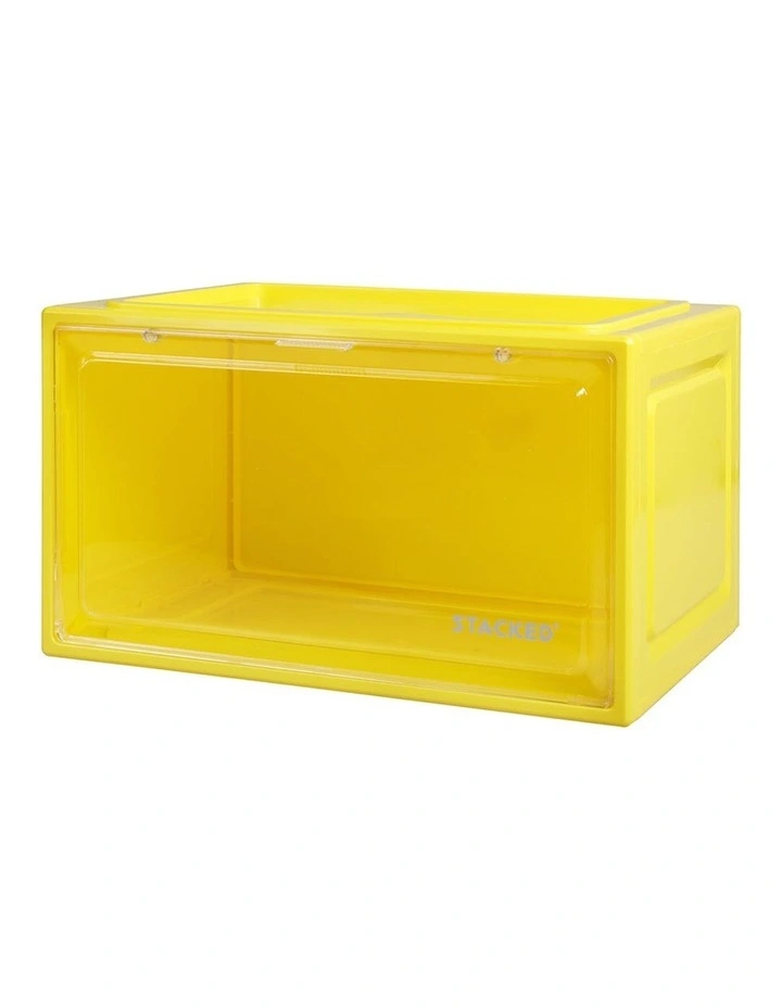 Sneaker Display Case Clear Shoe Storage Box Stackable Magnetic in Yellow