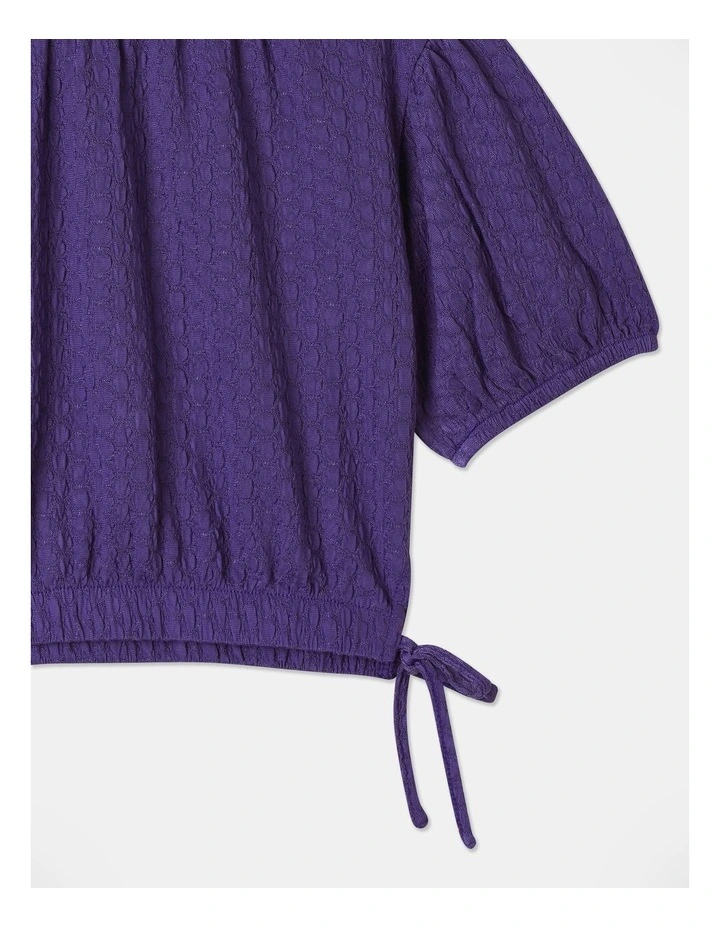 Bubble Wrap Puff Sleeve Tee In Purple