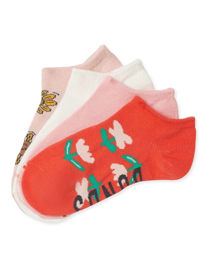 Kids Fashion Low Cut Socks 4 Pack in Multi