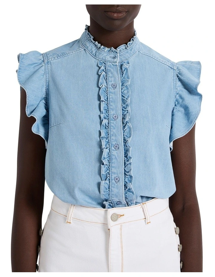 Tenerife Denim Top in Maroubra Blue