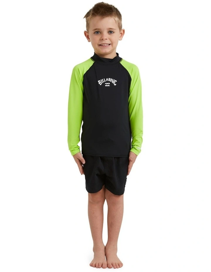 All Day Arch Rash Vest Swimwear in Black/Neon Yellow