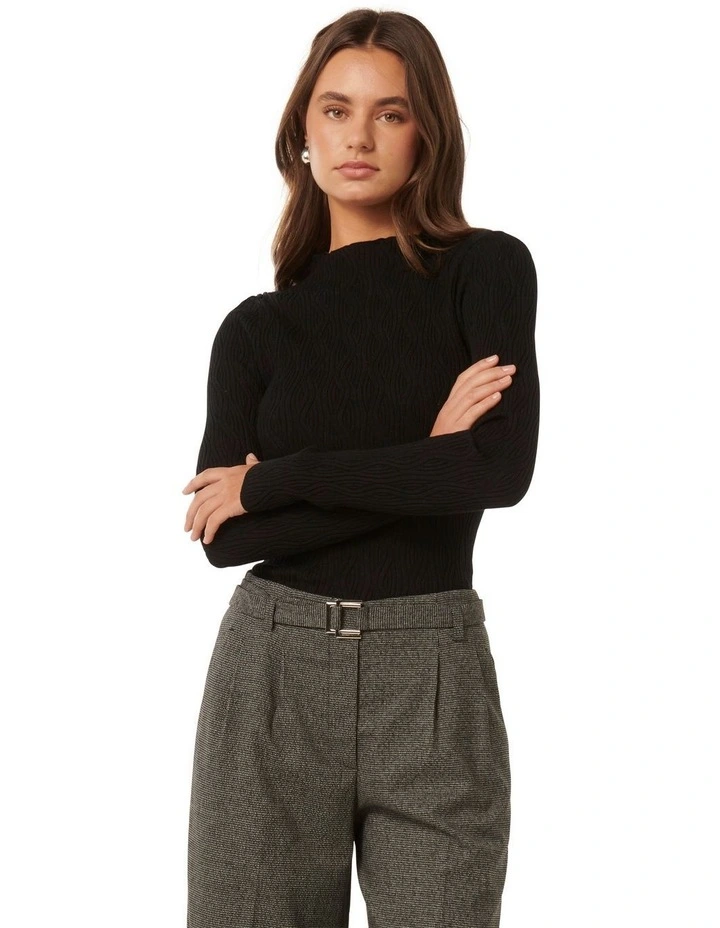 Everley High-Neck Wave Jumper in Black